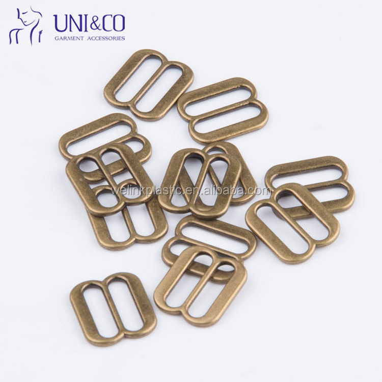 High-Quality Matt Gold Metal Bra Adjuster Ring Strap Slider Swimwear Clips