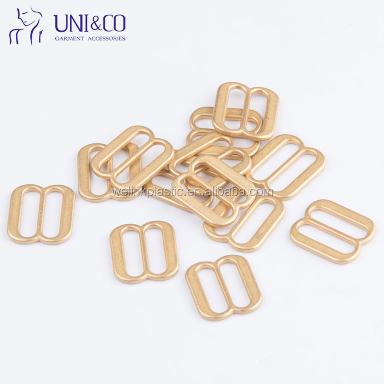 High-Quality Matt Gold Metal Bra Adjuster Ring Strap Slider Swimwear Clips