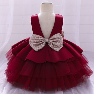 Infant Baby Girl Dresses Girl Ball Gown Tutu Princess Dress Sequin Bow Baby Girl 1st Birthday Wedding Party Dress