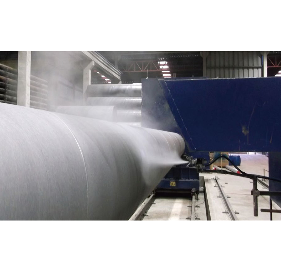 Pipe external powder and liquid spraying anticorrosion production line