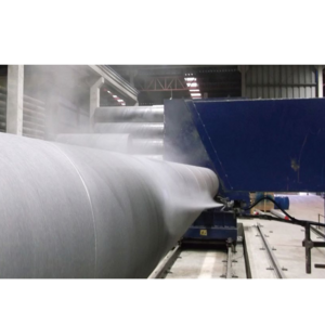 Pipe external powder and liquid spraying anticorrosion production line