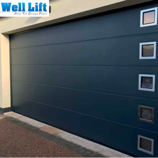 Cheap Price Vertical Bifold Track Garage Doors Galvanized Steel Black Garage Door 8x7 Panel Overhead Garage Door 250 215