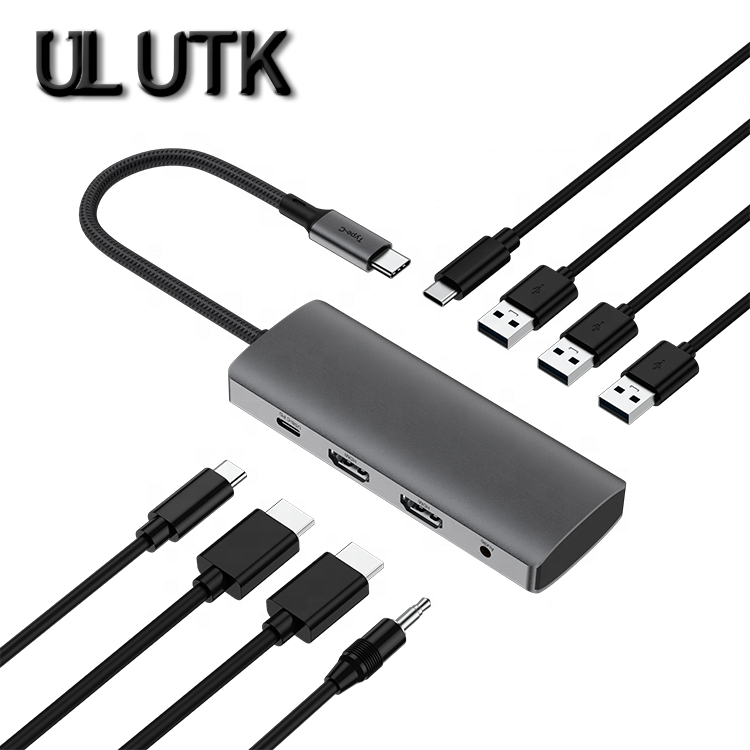 8 in 1 USB A 3.0 USBC Docking Station 100W Charging Power Porno Pot Por Pont HUB C HDMI Macbook