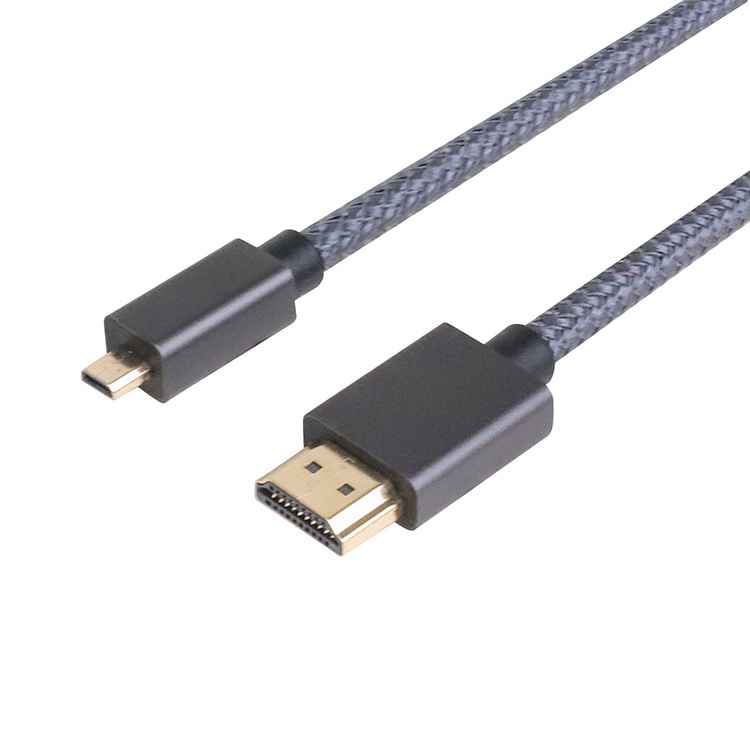 High Speed HDMI Cables 1m 2m 3m Customized Length Micro HDMI to HDMI Cable Support 4K 60Hz For camera