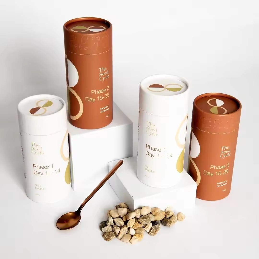 food grade recycled craft paper core tea coffee tube cylinder kraft tube with internal lid