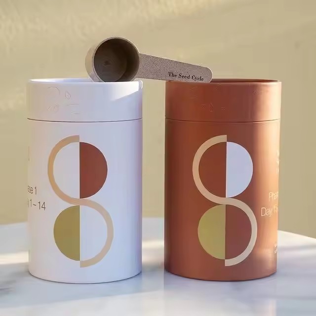 food grade recycled craft paper core tea coffee tube cylinder kraft tube with internal lid