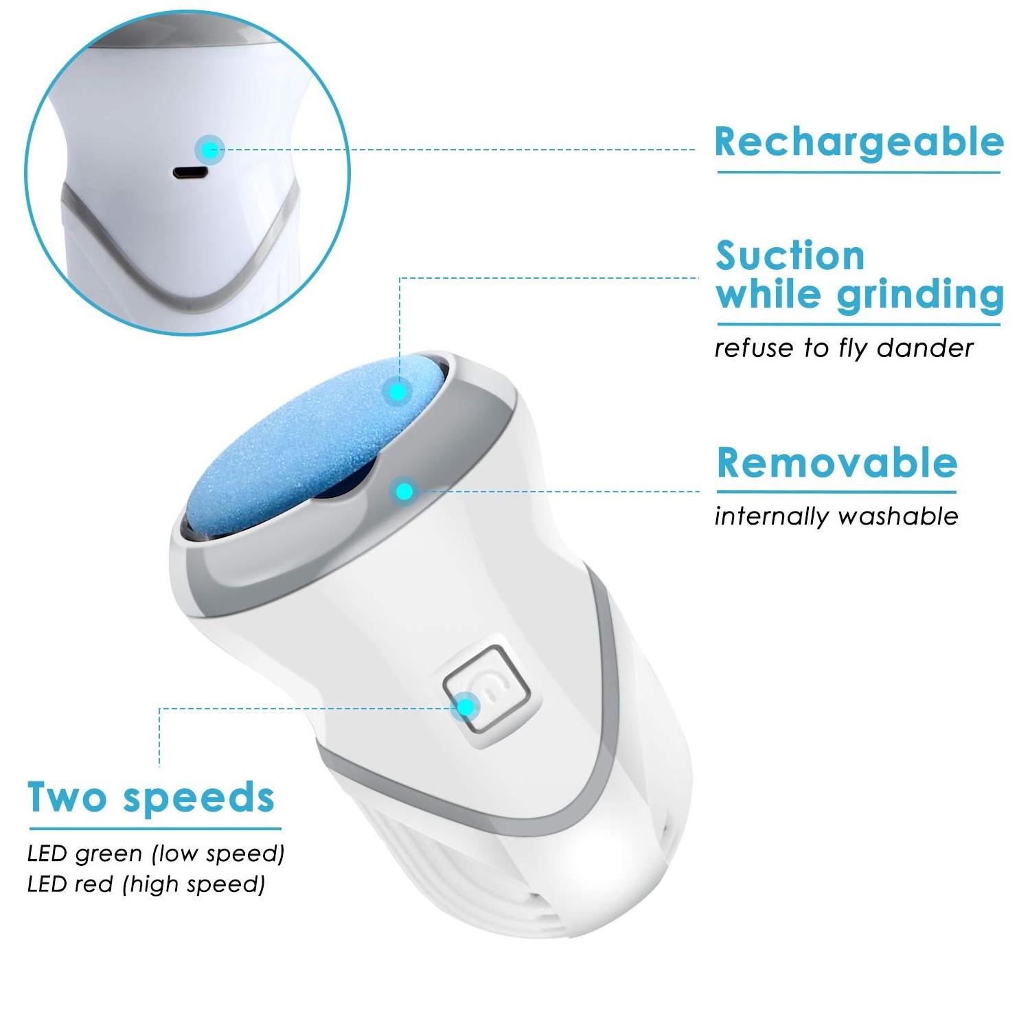 Amazon Hot Selling USB Rechargeable Pedi Foot File Electric Foot Scrubber Powerful Callus Remover tools