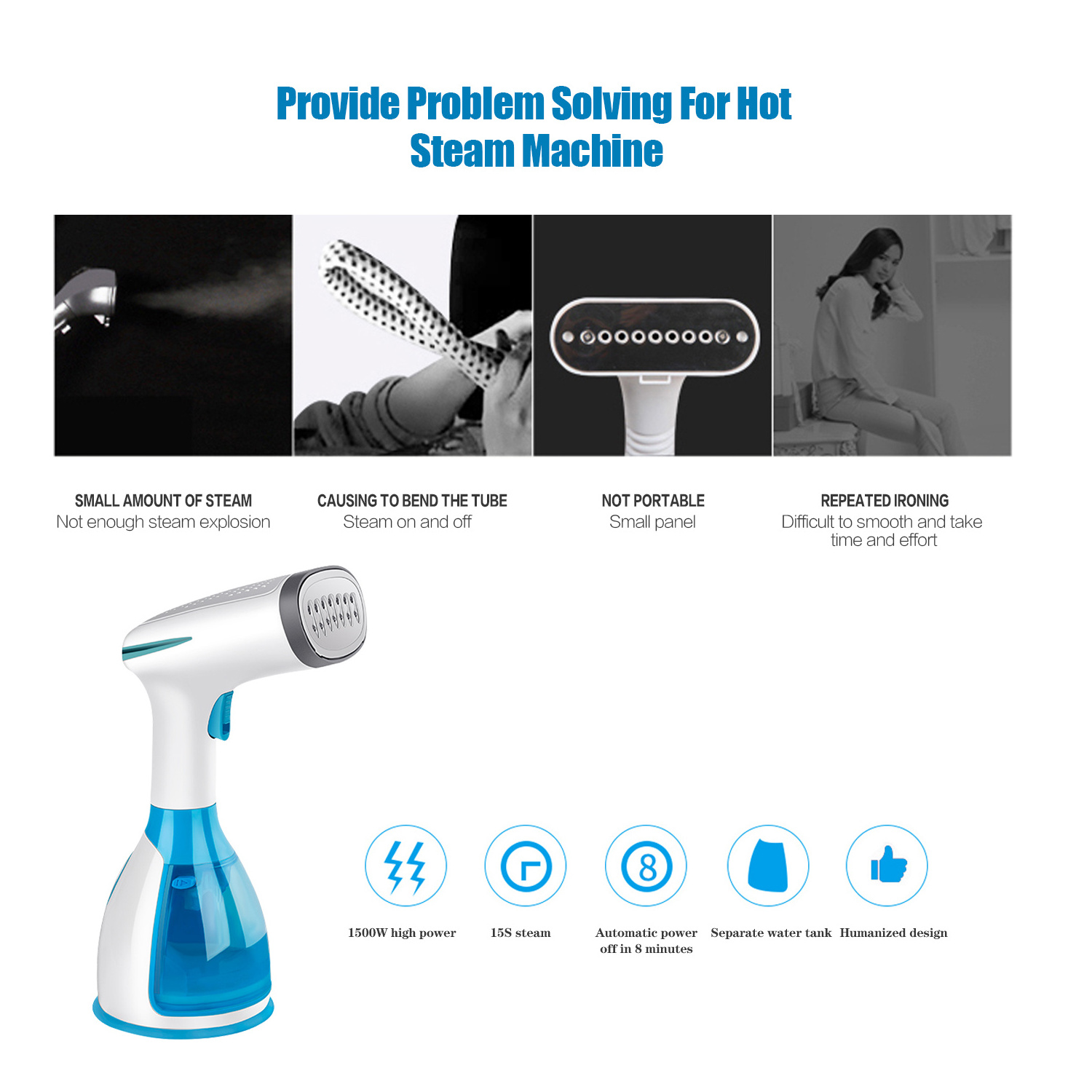 Household Electric Garment Cleaner Handheld Garment Steamer Hanging Ironing Machine for Clothes