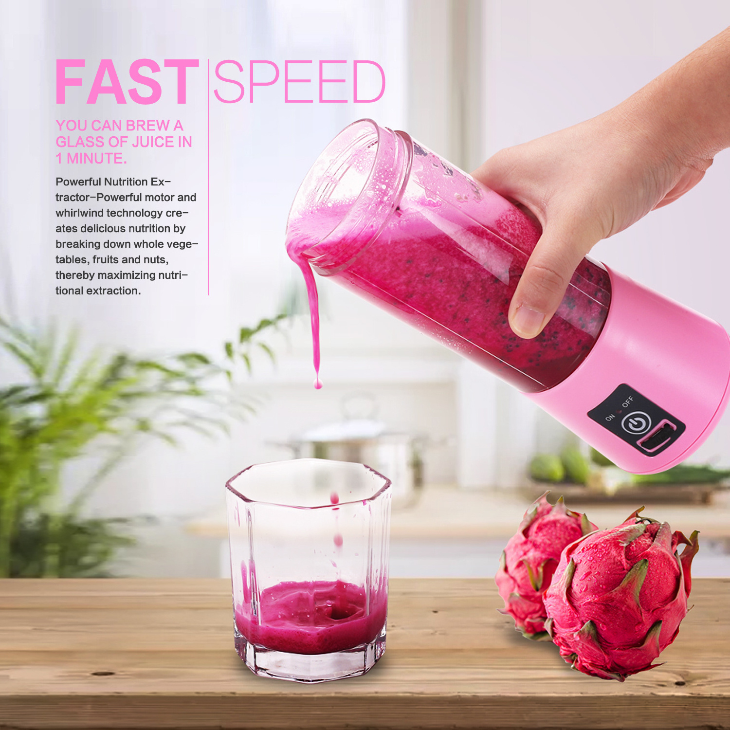 Portable Blender USB Mixer Electric Juicer Machine Mini Smoothie Food Processor Personal Blender Mini Juice Blenders