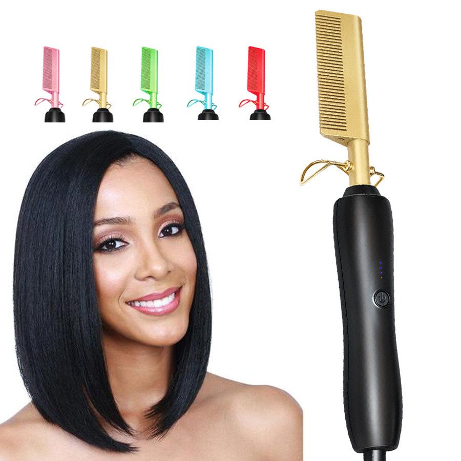 Wholesale 2020 New Style Copper Comb Multi-Function Ceramics Hot Comb Curling Electric Hair Straightener