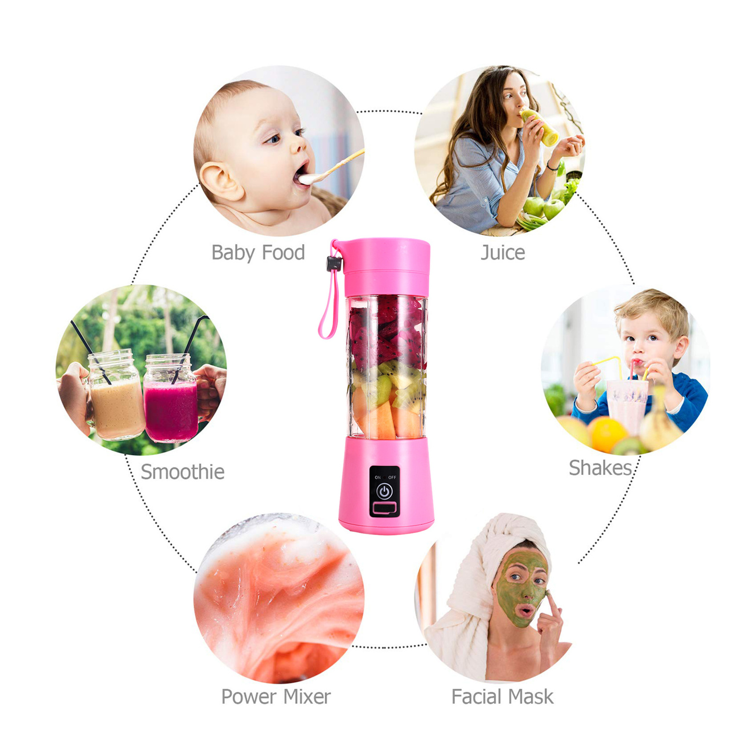 Portable Blender USB Mixer Electric Juicer Machine Mini Smoothie Food Processor Personal Blender Mini Juice Blenders