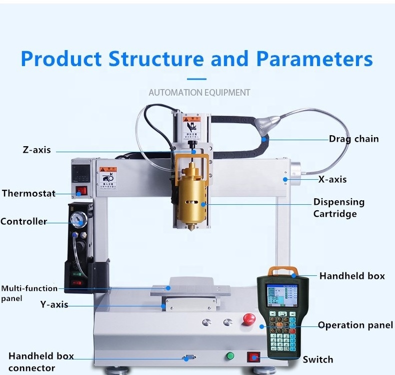 SMS-HD331 Three-axis FUR 300/310ml Cartridge Automation Hotmelt Tape, Adhesive Pellet, Glue Dispensing Machine Hotmelt Dispenser