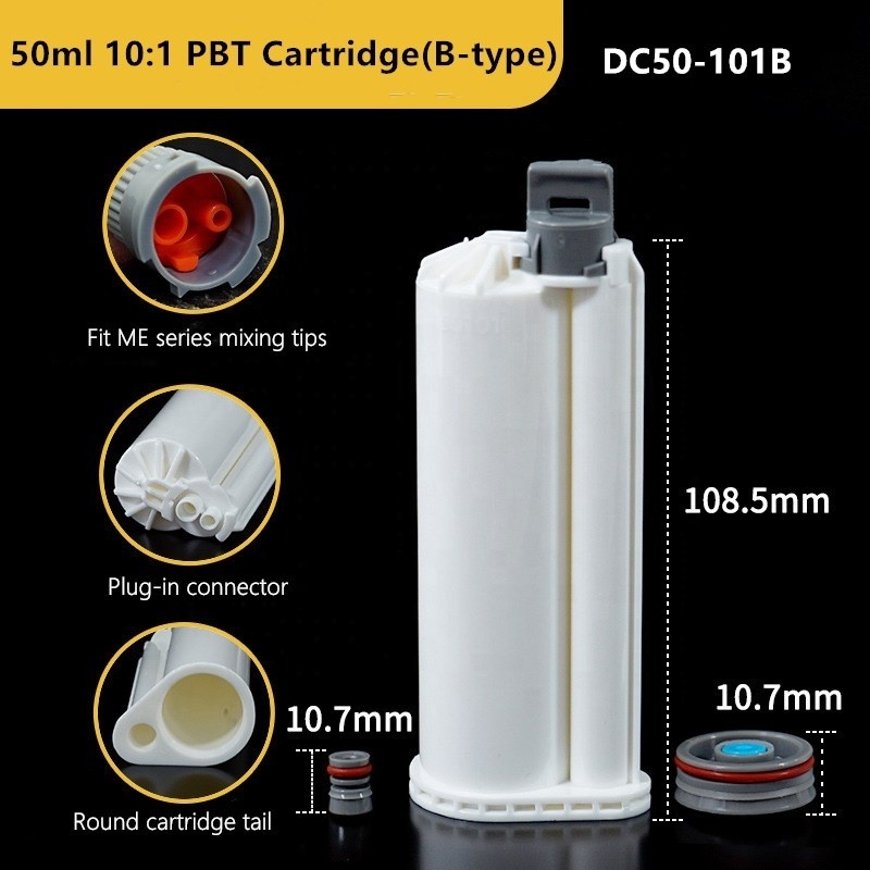 Dual Cartridge 50ml 10:1 PBT Dispensing AB Adhesive Epoxy cartridge for 10:1 AB Acrylic Solid Surface Adhesive