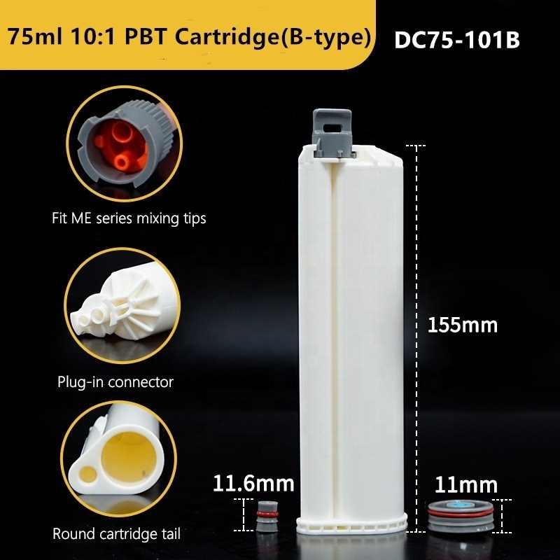 Dual Cartridge 50ml 10:1 PBT Dispensing AB Adhesive Epoxy cartridge for 10:1 AB Acrylic Solid Surface Adhesive