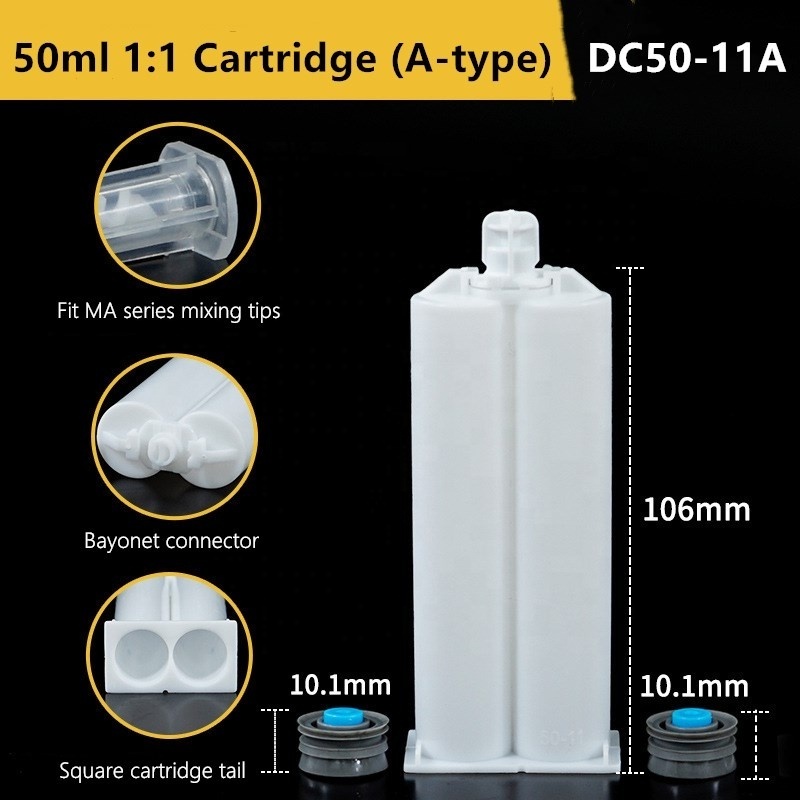 Factory Supply 50ml 1:1 Dual Epoxy Cartridge Industrial Dispensing Adhesive Cartridge PP ABglue cartridge barrel