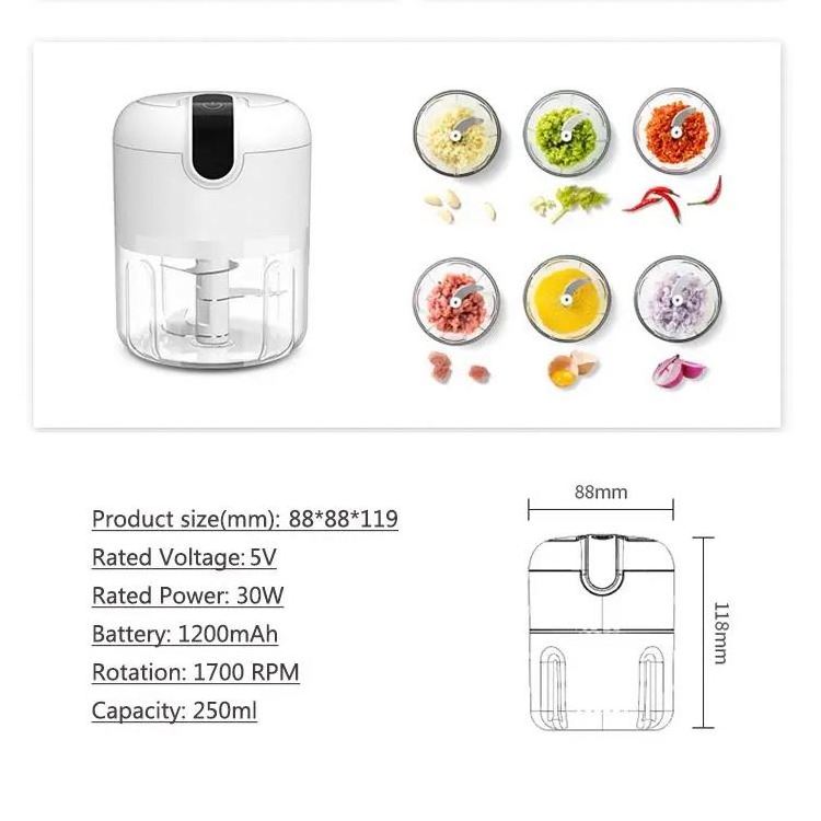 266083 Vegetable chopper: cordless mini chopper mini food garlic vegetable grinder chopper mincer 250ml 120v electric mini chopp