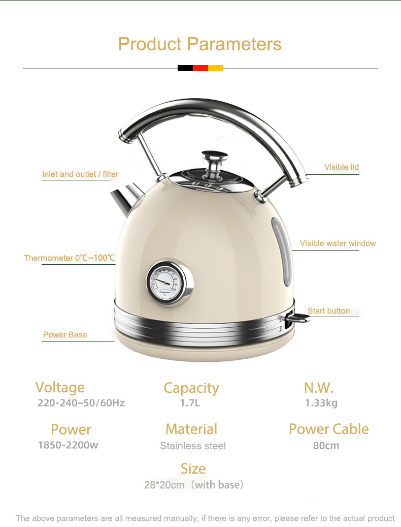 Hot selling 2023 new modern kettle 2023 retro electric kettle with water-level indicator