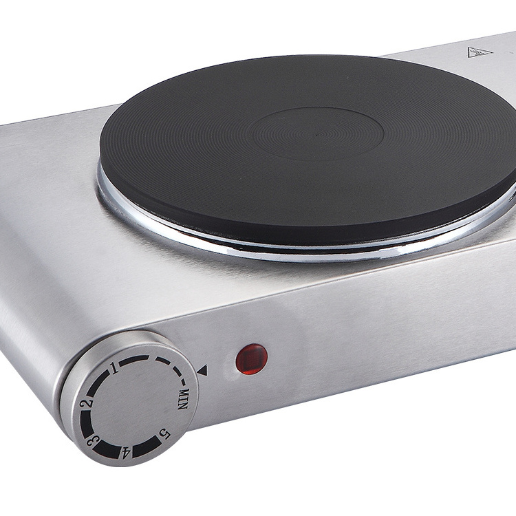 369158 1000W+150W 5 Heating setting Stainless steel solid hot plate two burner double hot plates for cooking electric