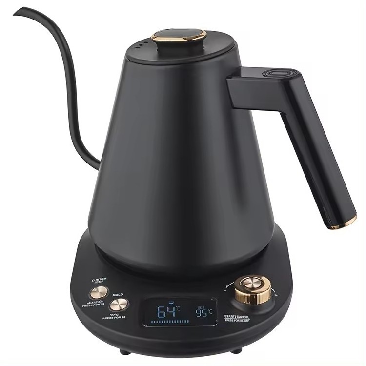 Wholesale black electric kettle gooseneck digital customized smart new electric kettle with temperature control 6 presets