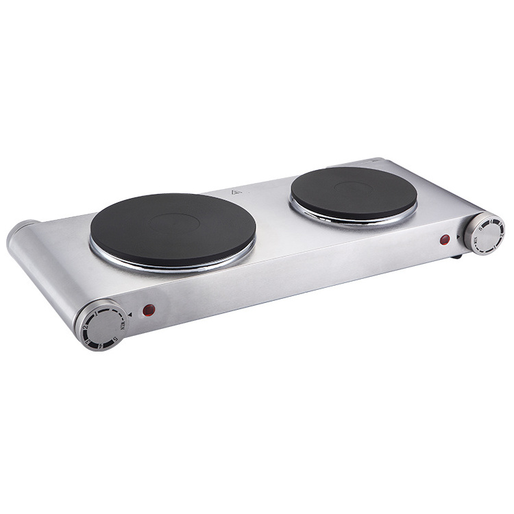 369158 1000W+150W 5 Heating setting Stainless steel solid hot plate two burner double hot plates for cooking electric