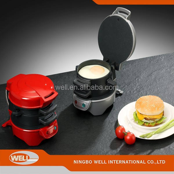 600W Dual sandwich maker electric beach hamburger breakfast sandwich maker with egg cooker ring