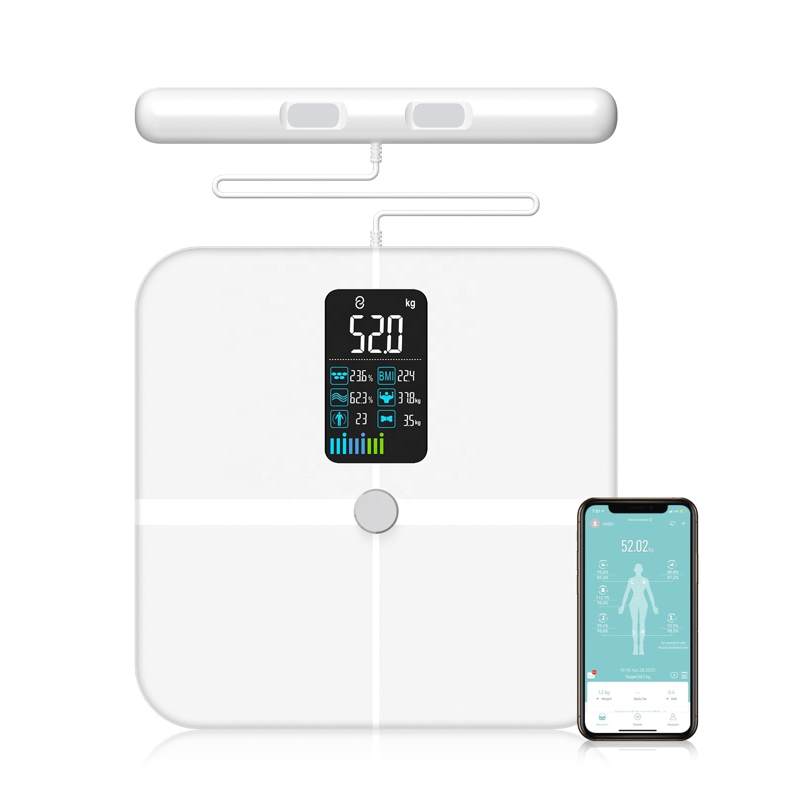 Professional 180Kg Digital Body Fat Smart Weighing Scales for Household USB Powered with APP Glass Display Personal BMI Tracker