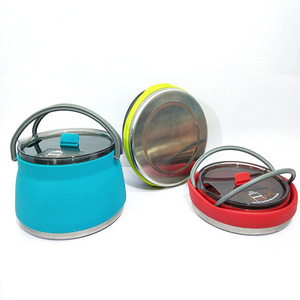 1L Mini Collapsible Silicone Pot Camping Cooking foldable Kettle for Hiking Travel Outdoors