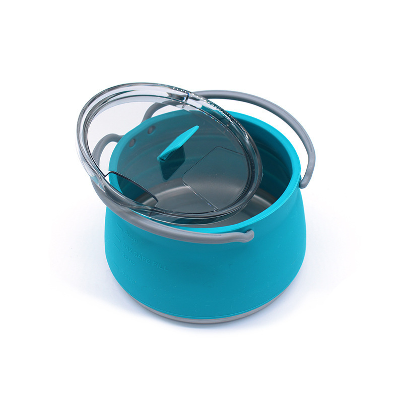 1L Mini Collapsible Silicone Pot Camping Cooking foldable Kettle for Hiking Travel Outdoors