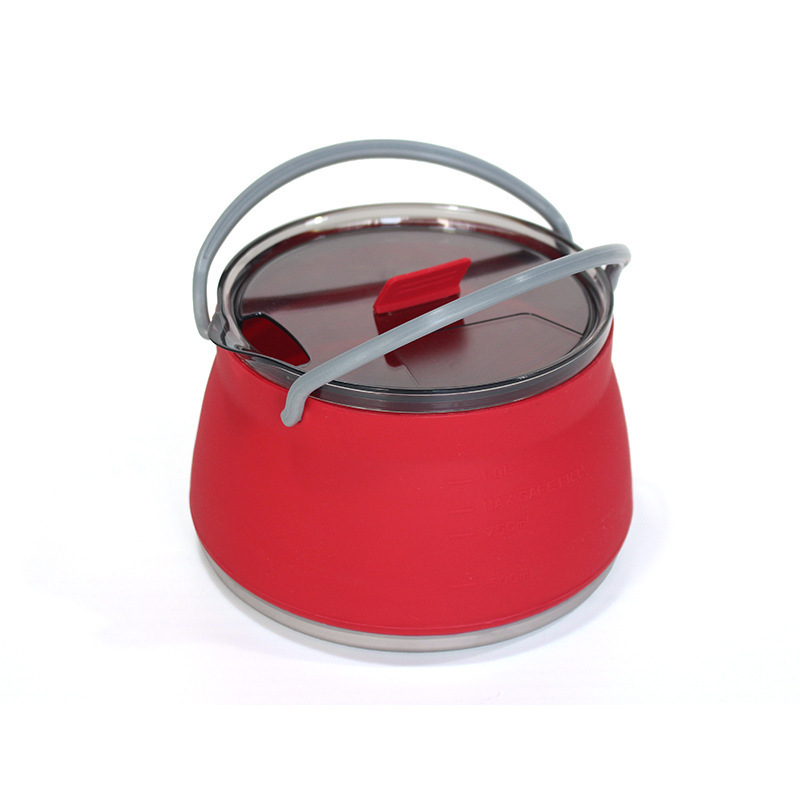 1L Mini Collapsible Silicone Pot Camping Cooking foldable Kettle for Hiking Travel Outdoors