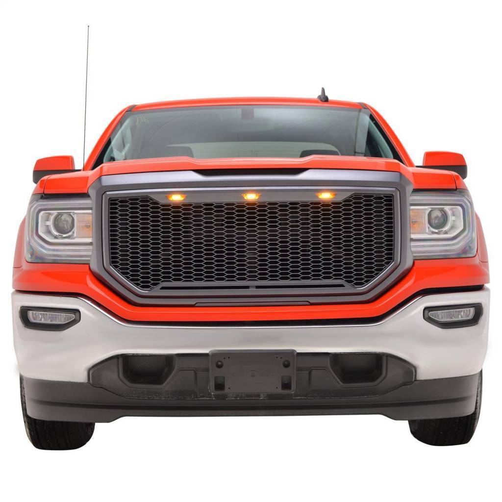 Newest Offroad Aftermarket Parts ABS Gray Grille With Led Front Grill For GMC Sierra 1500 2016-2018