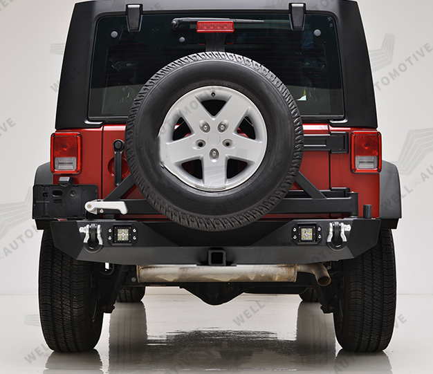 factory wholesale 4x4 car protector steel rear bumper with spare tire carrier for Wrangler JK