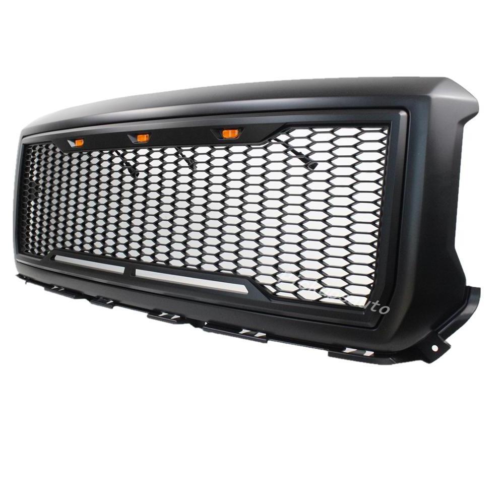 Factory Wholesale Car Aftermarket Accessories ABS Grille Paint Black Front Grill With LED Lights For GMC 1500 2014-2015