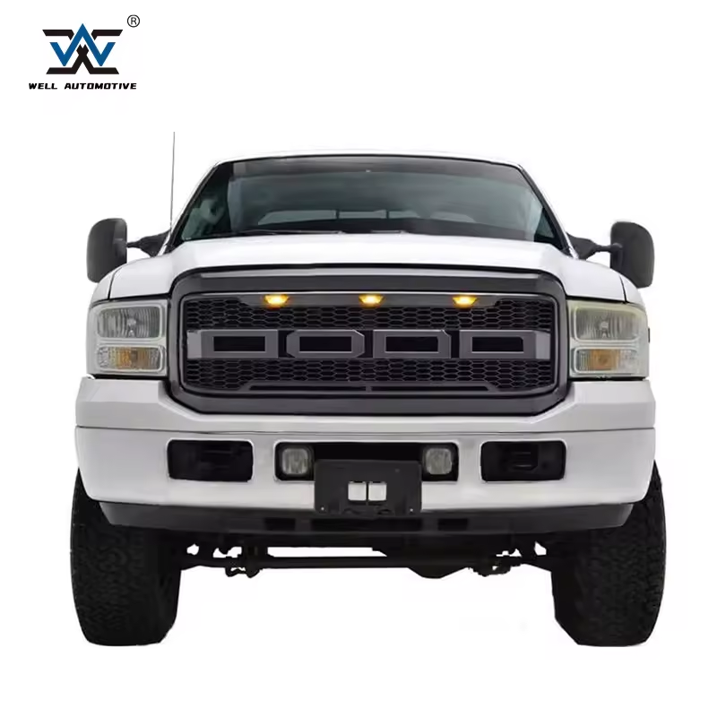 Super Duty Raptor Grill with Amber LED Lights Matte Black for Ford F250 F350 F450 F550 2005+ Front Grille with Compression 4 KG