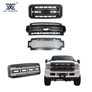 Super Duty Raptor Grill with Amber LED Lights Matte Black for Ford F250 F350 F450 F550 2005+ Front Grille with Compression 4 KG