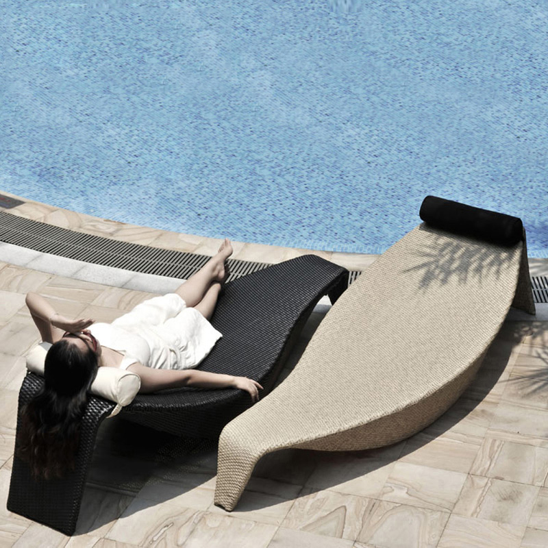 Outdoor hotel balcony leisure outdoor villa swimming pool garden PE rattan  Beach sun loungers