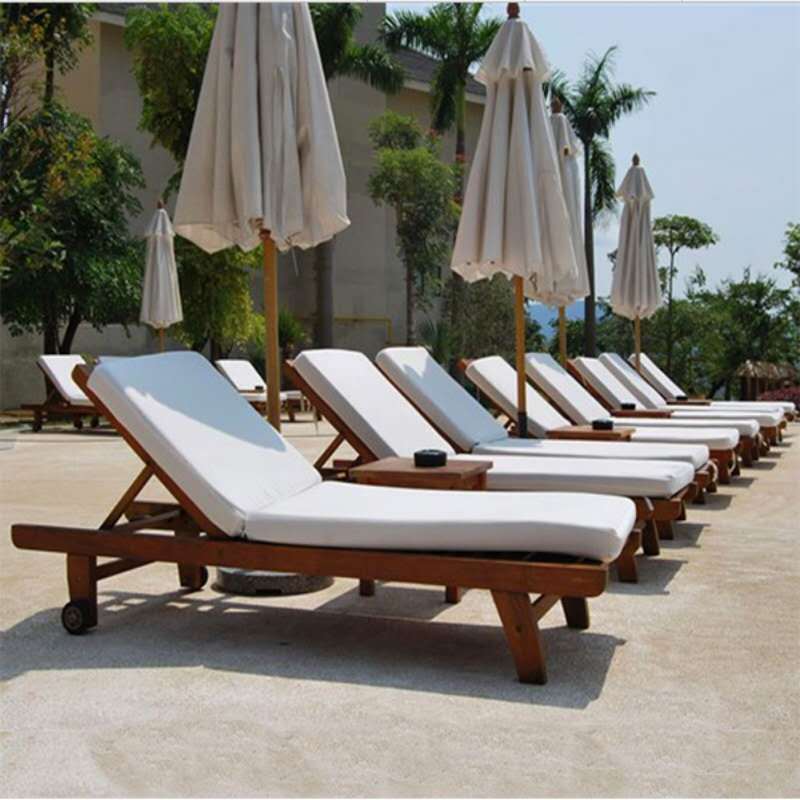 hot selling modern outdoor furniture folding cushion zero gravity wooden rattan beach sun lounger