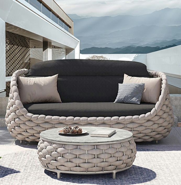 Popular sectional round simple gray hotel lounge outdoor garden sofa