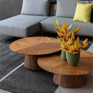 Modern Cheap Smart Marble South American Walnut Tea Desk With Metal Living Room Round Wood Coffee Table