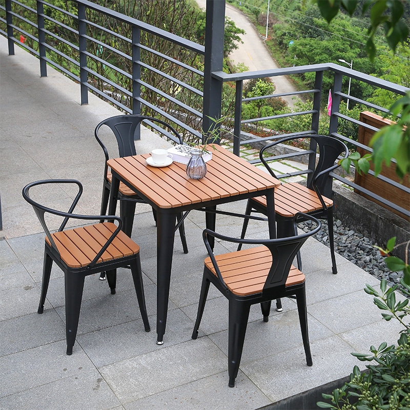 Top Selling Factory Wholesale Modern Outdoor Garden Sets Metal Furniture Dining Patio Wood Chairs