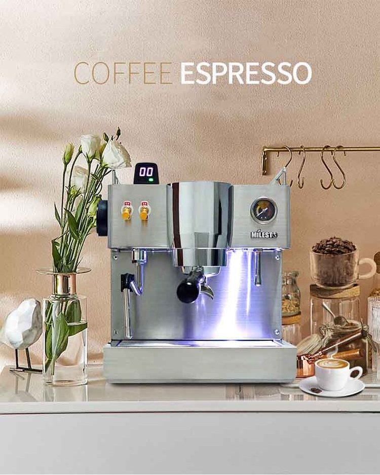 Elegant Silver Professional Coffee Shop Automatic Espresso Machine Coffee Maker