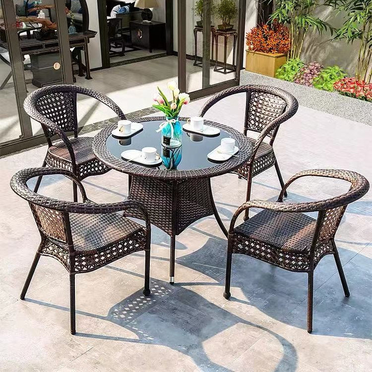 best sale comfortable leisure outdoor furniture set high back patio rattan wicker dining garden chair