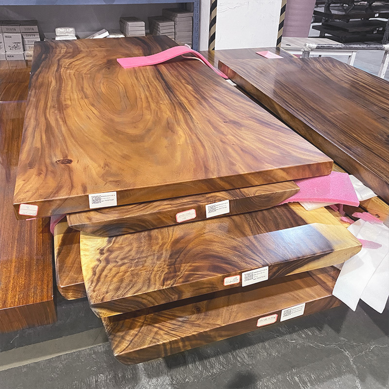 Wholesale Supplier Natural Slab Acacia Walnut Bubinga Raw Top Suar Live Edg Dining Wood Table Wood Slab