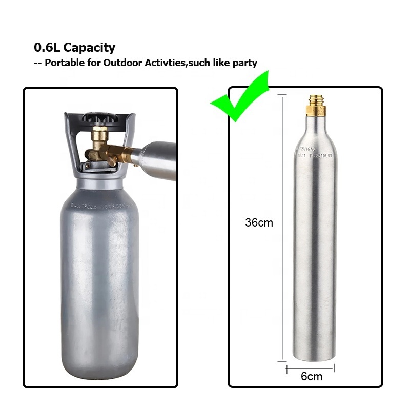 TR21-4 Aluminum CO2 Air Cylinder 0.6L High Pressure Soda Bottle Filling Tank Cylinder Rechargeable CO2 Cylinder For Beer Brewing