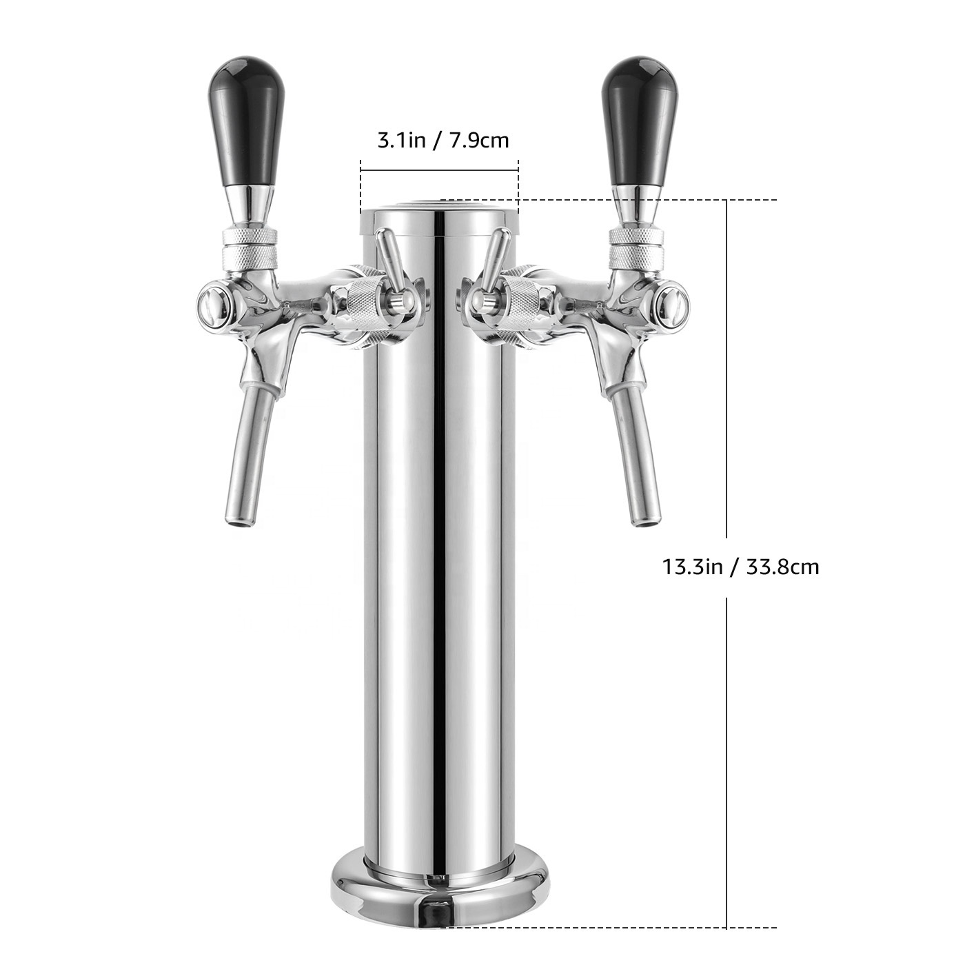 Beer Dispenser Kit Draft Beer Kegerator Tower Stainless Steel Beer Dispenser for Home & Bar ( 2 Flow Control Faucets )