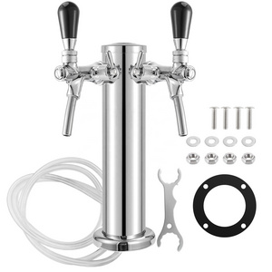 Beer Dispenser Kit Draft Beer Kegerator Tower Stainless Steel Beer Dispenser for Home & Bar ( 2 Flow Control Faucets )