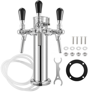 Triple Tap Draft Beer Tower Stainless Steel Beer Tower Dispenser Stainless Core Bee Tap Faucet with Tower Kit for Homebrew