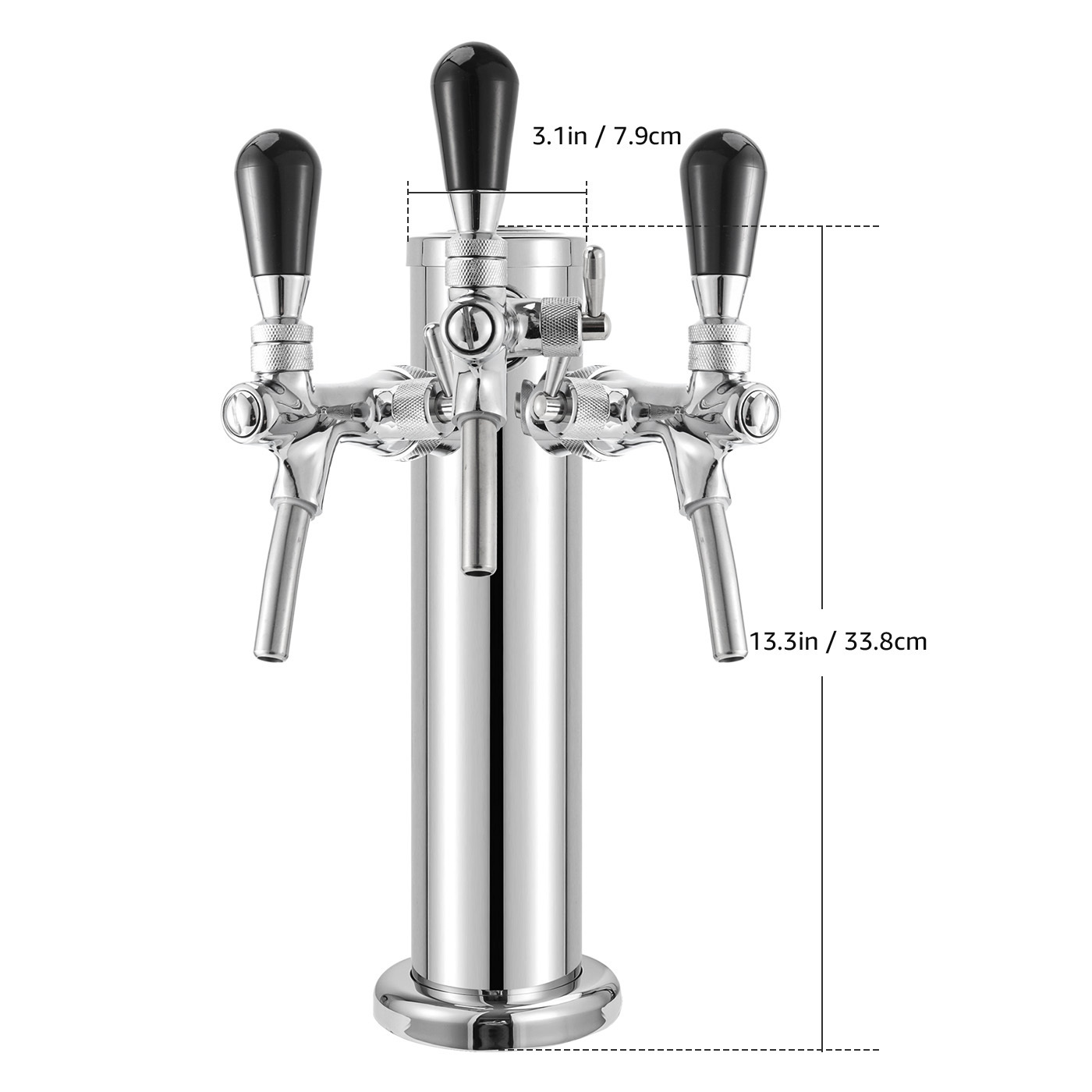 Triple Tap Draft Beer Tower Stainless Steel Beer Tower Dispenser Stainless Core Bee Tap Faucet with Tower Kit for Homebrew