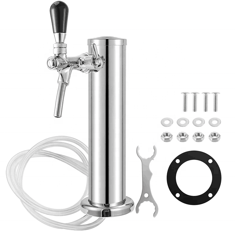 Single Faucet Beer Kegerator Dispenser 3-Inch Column Beer Tower Homebrew Draft Beer Dispensing For Bar