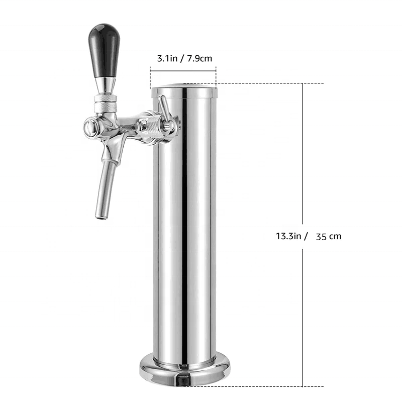 Single Faucet Beer Kegerator Dispenser 3-Inch Column Beer Tower Homebrew Draft Beer Dispensing For Bar