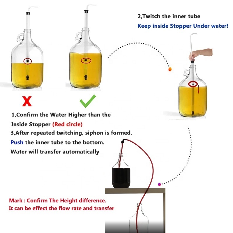 New Regular Bottling Auto Siphon Racking Transferring for Wine Beer Kombucha Moonshine Liquid with Hose and Clamp